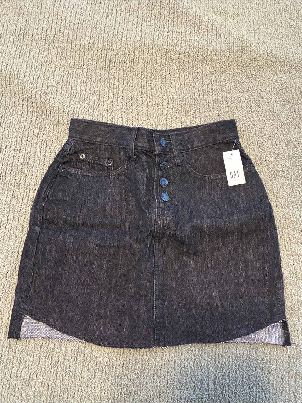 BRAND NEW: GAP Black Button-Front Denim Mini Skirt